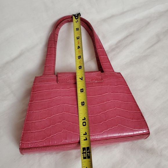 Vintage Y2K Faux Leather Barbie Pink Snake Skin Mini Handbag Retro Boho Chic - Picture 10 of 12